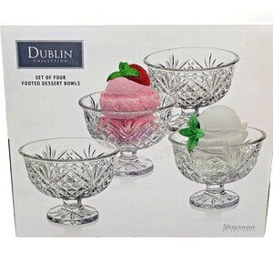 Godinger Leaded-Crystal Ice Cream Dessert Serving Bowls Dublin, Set of 4